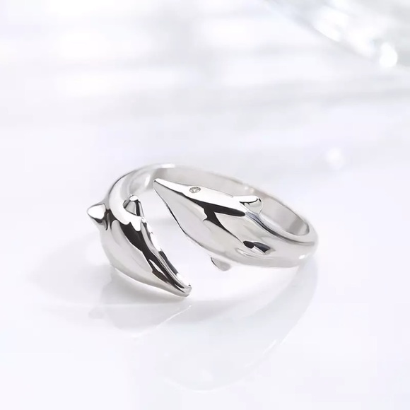 “Go With the Flow”Silver Dolphin Ocean/Surfer Ring - Picture 8 of 9